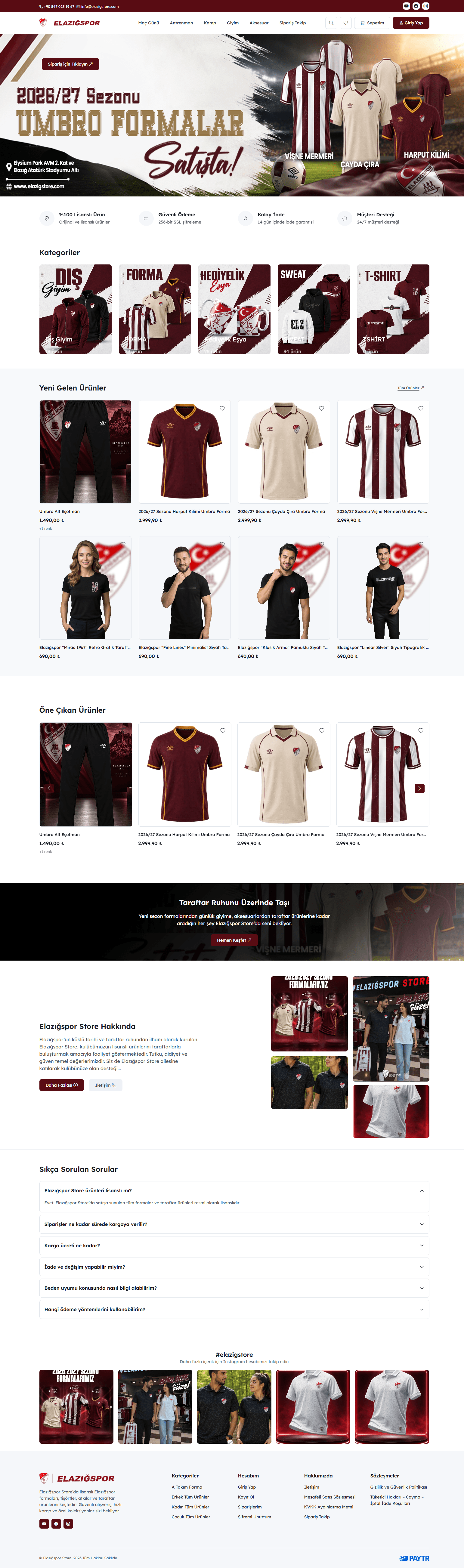 ElazığStore sitesinin masaüstü görünümü